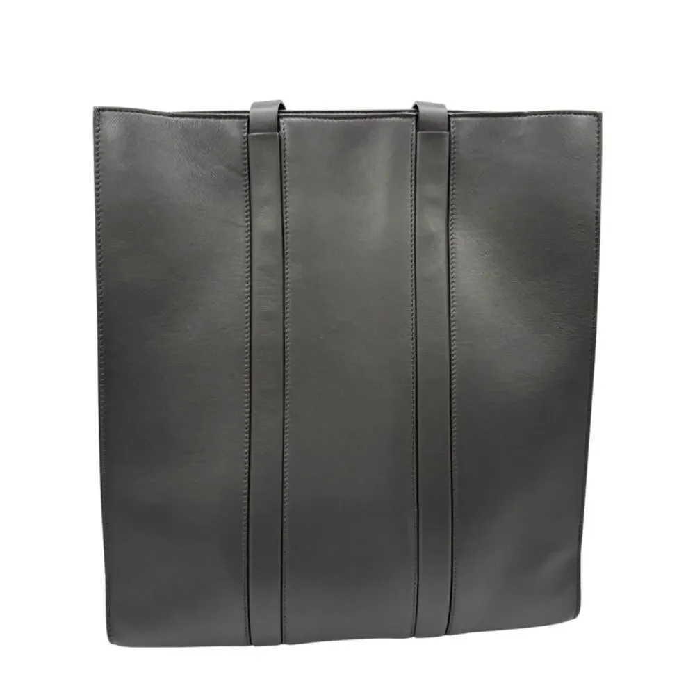 Brunello Cucinelli Graphite Gray Leather Tote with Monili Bead Trim